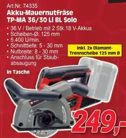 Zgonc Akku-Mauernutfräse TP-MA 36/30 Li BL Solo Angebot