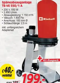 Zgonc Späneabsauganlage te-ve 550/1 a Angebot
