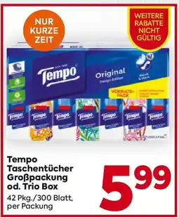 Billa Tempo Taschentücher Großpackung od. Trio Box Angebot
