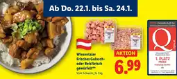 Lidl Wiesentaler Frisches Gulasch- oder Reisfleisch gewürfelt Angebot