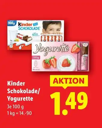 Lidl Kinder Schokolade/ Yogurette Angebot