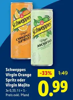 Lidl Schweppes Virgin Orange Spritz oder Virgin Mojito Angebot