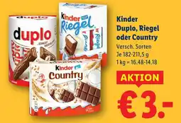 Lidl Kinder Duplo, Riegel oder Country Angebot