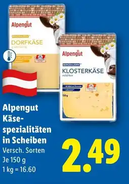 Lidl Alpengut käse- spezialitäten in scheiben Angebot