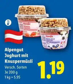 Lidl Alpengut joghurt mit knuspermüsli Angebot
