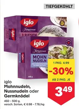 MPreis iglo Mohnnudeln, Nussnudeln oder Germknödel Angebot