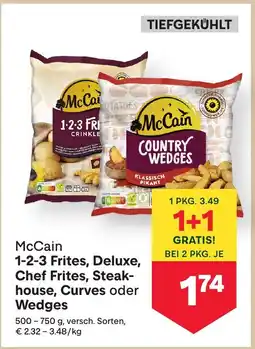 MPreis McCain 1-2-3 Frites, Deluxe, Chef Frites, Steakhouse, Curves oder Wedges Angebot