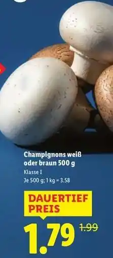 Lidl Champignons weiß oder braun 500 g Angebot