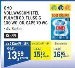 Metro OMO VOLLWASCHMITTEL PULVER OD. FLÜSSIG 100 WG, OD. CAPS 70 WG Angebot
