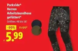 Lidl Parkside Herren Arbeitsbundhose gefüttert Angebot