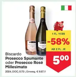MPreis Biscardo Prosecco Spumante oder Prosecco Rosé Millesimato Angebot