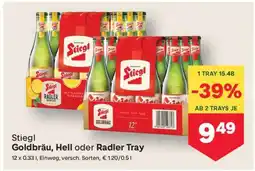 MPreis Stiegl Goldbräu, Hell oder Radler Tray Angebot