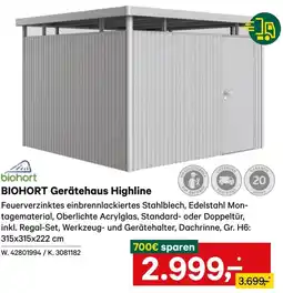 Lagerhaus Biohort gerätehaus highline Angebot