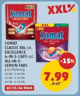 PENNY SOMAT CLASSIC XXL od. EXCELLENCE 4-IN-1-CAPS od. ALL-IN-1-LEMON-TABS Angebot