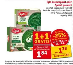 Interspar Cremespinat oder Spinat passiert Angebot