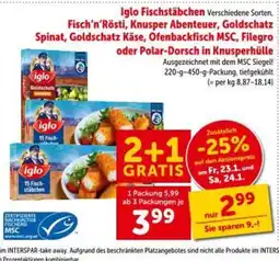 Interspar Fisch'n'Rösti, Knusper Abenteuer, Goldschatz Spinat, Goldschatz Käse, Ofenbackfisch MSC, Filegro oder Polar-Dorsch Angebot