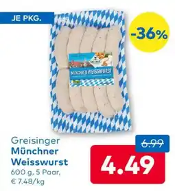 T&G Greisinger Münchner Weisswurst Angebot