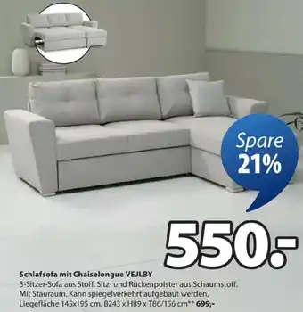 Schlafsofa mit Chaiselongue VEJLBY