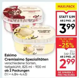 Maximarkt Eskimo Cremissimo Spezialitäten Angebot