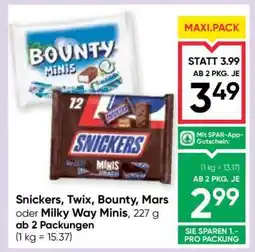 Maximarkt Snickers, Twix, Bounty, Mars oder Milky Way Minis Angebot