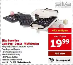 Interspar Silva homeline Cake Pop + Donut - Waffelmaker Angebot