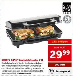 Interspar SIMPEX Basic Sandwichtoaster XXL Angebot
