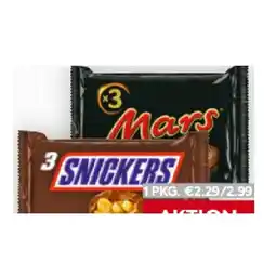 Billa Snickers od. Twix 3 Stk./4 Stk. div. Sorten BILLA Angebot