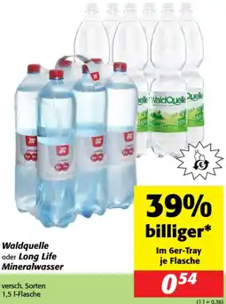 Nah&Frisch Waldquelle oder Long Life Mineralwasser Angebot