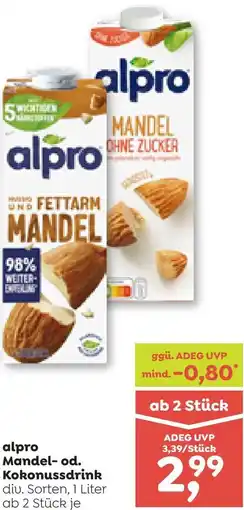 ADEG alpro Mandel-od. Kokonussdrink Angebot