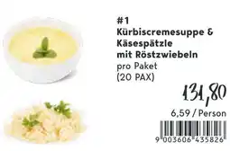Eurogast Grissemann Kürbiscremesuppe & Käsespätzle mit Röstzwiebeln Angebot