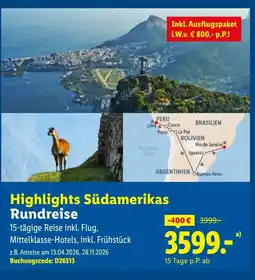 Lidl Reisen Highlights Südamerikas Rundreise Angebot