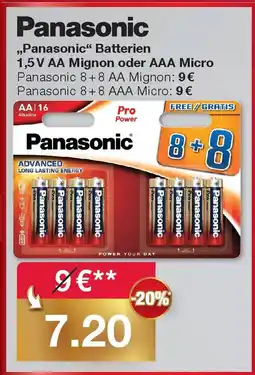 Woolworth Panasonic Batterien 1,5 V AA Mignon oder AAA Micro Angebot