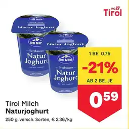 MPreis Tirol Milch Naturjoghurt Angebot