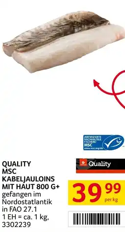 Transgourmet Quality msc kabeljauloins mit haut 800 g+ Angebot