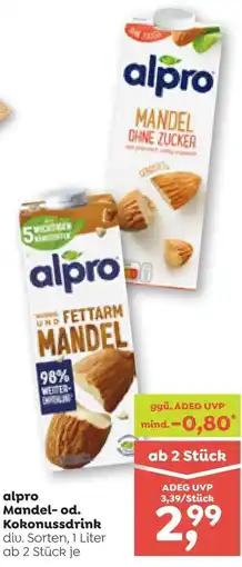 ADEG alpro Mandel-od. Kokonussdrink Angebot