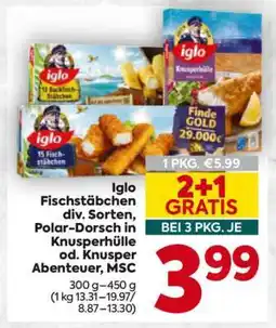 Billa Iglo Fischstäbchen, div. Sorten, Polar-Dorsch in Knusperhülle od. Knusper Abenteuer, MSC Angebot