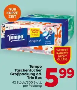 Billa Tempo Taschentücher Großpackung od. Trio Box Angebot