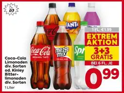 Billa Coca-Cola Limonaden div. Sorten od. Kinley Bitterlimonaden div. Sorten Angebot