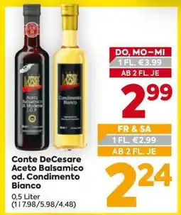 Billa Conte DeCesare Aceto Balsamico od. Condimento Bianco Angebot