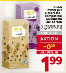 Billa BILLA immer gut Nespresso-kompatible Alukapseln div. Sorten Angebot