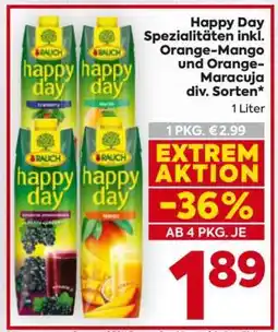 Billa Happy Day Spezialitäten inkl. Orange-Mango und Orange-Maracuja div. Sorten Angebot