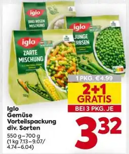 Billa Iglo Gemüse Vorteilspackung div. Sorten Angebot