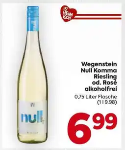 Billa Wegenstein Null Komma Riesling od. Rosé alkoholfrei Angebot