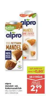 ADEG alpro Mandel- od. Kokosnussdrink Angebot