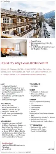 Billa Reisen HENRI Country House Kitzbühel Angebot