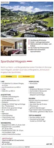Billa Reisen Sporthotel Wagrain Angebot