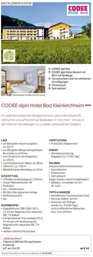 Billa Reisen COOEE alpin Hotel Bad Kleinkirchheim Angebot