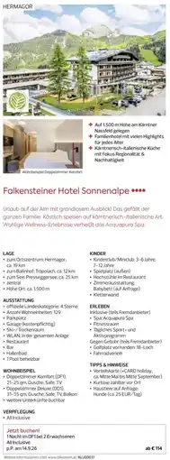 Billa Reisen Falkensteiner Hotel Sonnenalpe Angebot