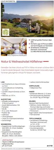 Billa Reisen Natur & Wellnesshotel Höflehner Angebot