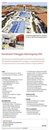 Billa Reisen Feriendorf Villaggio Hemingway Angebot